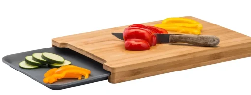 CASA Bamboo Tabla Para Cortar Con Recipiente Gris, Natural Best