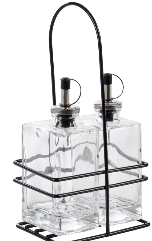 CASA Bistro Aceitera Y Vinagrera En Soporte Negro, Transparente Online