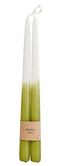 CASA Duo Velas Largas Juego De 2 Verde, Crema, Multicolor New