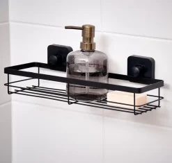 CASA Industria Cesta De Ducha Con Ventosas Negro Hot