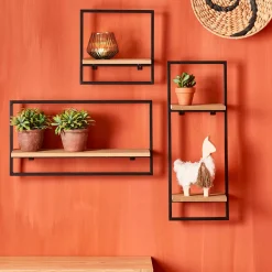 CASA Mix&Match Estanteria De Pared Negro, Natural New
