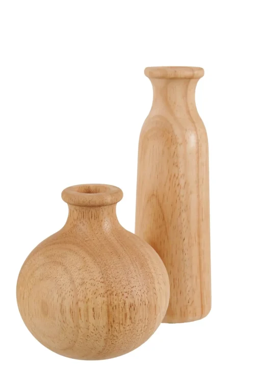 CASA Rubberwood Florero Decorativo Natural Outlet
