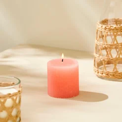 CASA Rustic Vela Estriada Naranja Best Sale