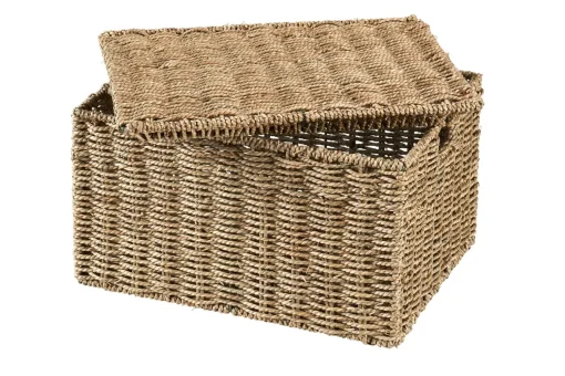 CASA Seagrass Cesta Almacenaje L Con Tapa Natural Clearance