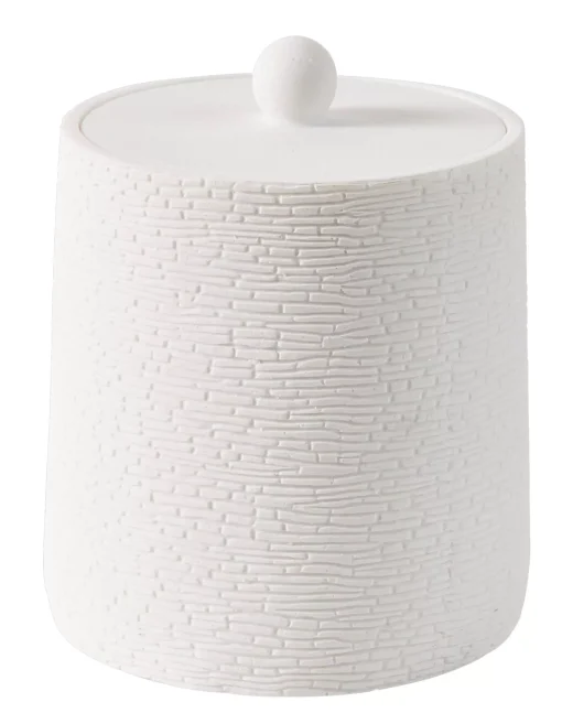 CASA White Elegance Soporte De Algodones Con Tapa Blanco New